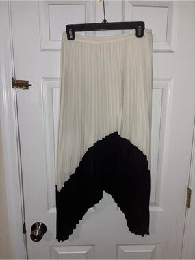 Express Pleated Colorblock Asymmetrical Midi Skirt Size 4